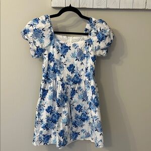 art class Blue and White Floral Kids Casual Dress